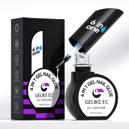 Picture of Gelike EC Gel Nail Glue UV Light: 6 in 1 Adhesive Gel Nail Polish, Strong Nail Glue for Press On Nails Nails Acrylic Tips, Long Last Gel x Nail Kit Gel x Nail Glue Gift for Home Salon Beginner DIY