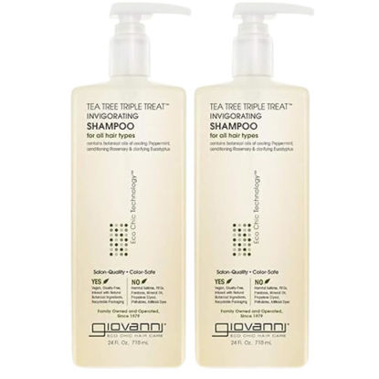 Picture of GIOVANNI Tea Tree Triple Treat Invigorating Shampoo - Cooling Peppermint, Eucalyptus & Rosemary, Strengthen & Rejuvenate Hair & Scalp, Salon Quality, Paraben Free, Tea Tree Shampoo - 24 oz (Pack of 2)