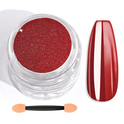 Picture of Saviland Red Chrome Nail Powder - 1g Mirror Effect Chrome Powder for Gel Nails, Metallic Red Nail Art Chrome Powder Manicure Decoration Nail Pigment Glitter Dust for Nail Art Gel Polish Home DIY