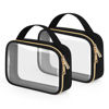 Picture of Wedama Clear Toiletry Bag, 2 Pack Clear Makeup Bags with Handles, Large Travel Bags PVC Clear Cosmetic Bags for Women and Men, Carry on Airport Airline Compliant Bag, Black