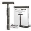 Picture of Safety Razor for Women and Men, Single Blade Razors for Men and Women, Reusable Metal Razors, with 10 Platinum Coated Safety Razor Blades, Face Razors for Men Shaving, Sustainable, Gray Black
