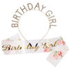 Picture of AOPRIE Birthday Crown for Women with Flower Sash Gold Birthday Tiara for Women Birthday Girl Headband Princess Crown Rhinestone Happy Birthday Accessories