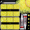 Picture of Resin Jelly Rhinestones for Crafting with B7000 Jewelry Glue, 2 Boxes Lemon Yellow AB Flatback Crystals with 2Pcs 10ml Glue, Bedazzling Non Hotfix Gems for DIY Tumblers Clothing Shoes Manicure