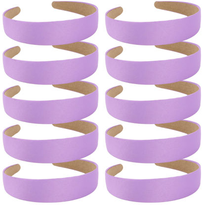 Picture of Wecoe Hairband, 10 Pack Light Purple Satin Headbands 1.3 Inch Wide, Non Slip Fashion Hair Bands for Women and Girls, DIY Holiday Hair Accessories, Diademas Coreanas Para Mujer
