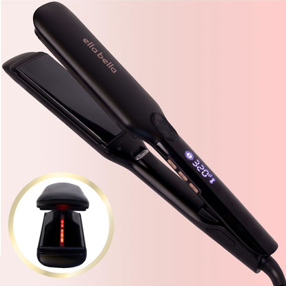 Picture of ELLA BELLA® Titanium Flat Iron Hair Straightener (with Infrared) • Professional Straightening Iron • Digital Display to Accurately Control Temperature • As Featured in Good Housekeeping