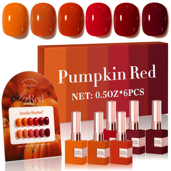 Picture of Double Rhythm 6 Pcs 15 ML Gel Polish Set Same Color Same Bottle Soak Off Gel Polish Kit Nail Art Manicure Salon DIY at Home for Women (Dark Light Brown Orange Maroon-T6-6)