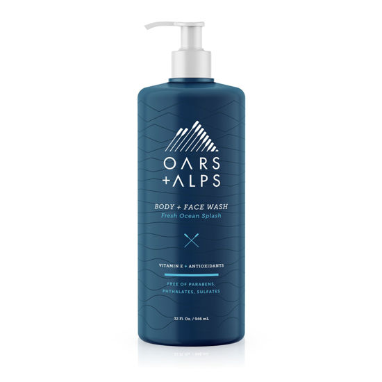 Picture of Oars + Alps Mens Moisturizing Body and Face Wash, Skin Care Infused with Vitamin E and Antioxidants, Sulfate Free, Fresh Ocean Splash 32oz