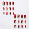 Picture of Christmas Press on Nails Short Square Fake Nails with Xmas Tree Snowflake Design Winter Red Glitter Full Cover False Nail Sparkling Glossy Acrylic Nails Stick on Nails for Women Christmas Decor 24 Pcs
