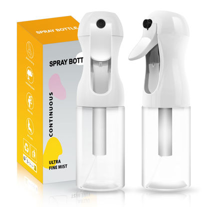 Picture of AMOMELA Continuous Spray Bottle For Hair 2Pack Ultra Fine Refillable Water Mister for Hair Styling, Plants, Cleaning, Salon, Misting & Skin Care 200ml/6.8oz Clear