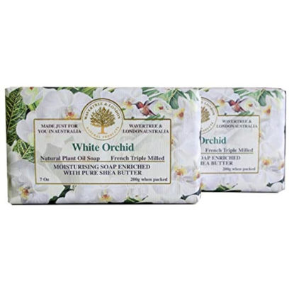 Picture of Wavertree & London White Orchid Scented Natural Soap (2 Bars), 7oz Moisturizing French Triple Milled Soap Bars enriched with shea butter - Pure Plant Oil Bath & Body Soap for All Skin Types