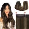 Picture of GOO GOO Wire Hair Extensions Human Hair, 2/6/2 Dark Brown with Chestnut Brown Balayage 20inch 140g, Invisible Wire Hair Extensions with Transparent, Seamless Fish Line Hairpiece