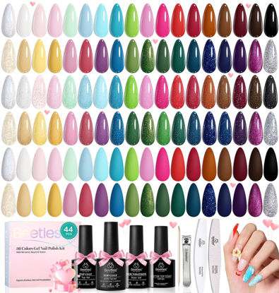 Picture of Beetles Gel Nail Polish Set, 44 PCS Red Brown Green Yellow Spring Summer Gel Polish Fairytale Town Collection 36 Colors Gel Polish with 4Pcs Base Top Coat Gel Valentine's Day Gifts for Women