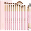 Picture of Docolor Eye Makeup Brushes 15Pcs Eyeshadow Brush Set with Soft Synthetic Hairs Professional Eye Shadow Blending Concealer Eyebrow Eyelash Eye Liners Premium Eye Make Up Brushes Set (Pink)
