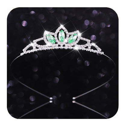 Picture of Kilshye Princess Silver Tiara and Crown Pink Crystal Tiaras Pageant Crowns Rhinestone Birthday Headdress for Women (Green)