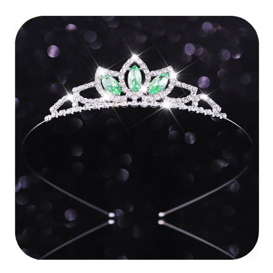Picture of Kilshye Princess Silver Tiara and Crown Pink Crystal Tiaras Pageant Crowns Rhinestone Birthday Headdress for Women (Green)