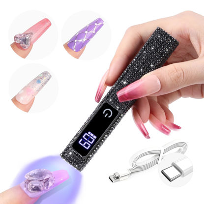 Picture of SAVILAND Black U V Light for Gel X Nails: Handheld 12W 8X Speed Flash Curing Nail Lamp with Dual Timer & Touch Screen & LCD Display Screen Portable 400 mAh LED Nail Dryer for Gel Polish Nail Art Home
