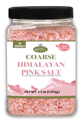 Picture of Good Tierra Himalayan Pink Salt in Jar - Coarse, 2.5 lb - Ideal for Bath Salt, Table Salt Grinders, and Spice Jars