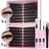 Picture of EYDEVRO Fluffy Lash Clusters Kit 80D100D Volume Lash Extension Kit 280 Pcs Left/Right Cluster Eyelash Extension Kit D Curl Thick Mega Lash Clusters with Waterproof Lash Bond and Seal and Lash Tweezers