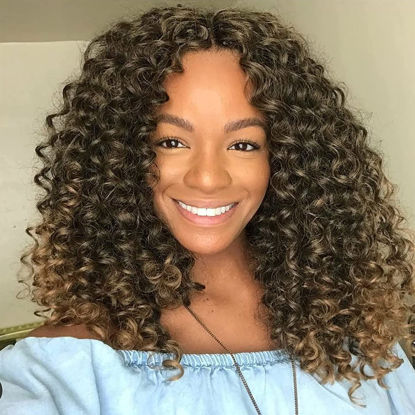 Picture of 7 Packs GoGo Curl Crochet Hair 10 Inch Short Curly Crochet Hair for Women Beach Curl Water Wave Deep Twist Crochet Braids Synthetic Braiding Hair Extensions (10 Inch, T1B/27)