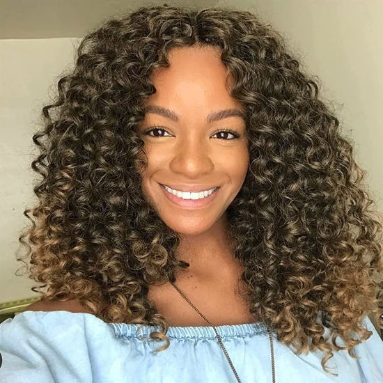 Picture of 7 Packs GoGo Curl Crochet Hair 10 Inch Short Curly Crochet Hair for Women Beach Curl Water Wave Deep Twist Crochet Braids Synthetic Braiding Hair Extensions (10 Inch, T1B/27)