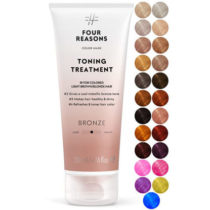Picture of FOUR REASONS Color Mask - Bronze - (27 Colors) Toning Treatment, Color Depositing Conditioner, Tone & Enhance Color-Treated Hair - Semi Permanent Hair Dye, Vegan and Cruelty-Free, 6.76 fl oz