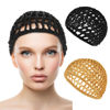 Picture of WLLHYF Hair Net Wrap For Sleep 2 PCS Mesh Nets Cap Snoods Cover Sleeping Knit Hairnets Elastic Head Wrap Bathing Shower Caps Wig Hairnet Crochet Sew Weave Press Weaving Braided Bonnet(Black/Khaki)