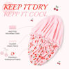 Picture of Shower Cap for Women Terry Lined Bath Cap Large Reusable Waterproof Elastic Band Pink Shower Caps for Long Thick Hair Soft Bath Shower Hair Caps