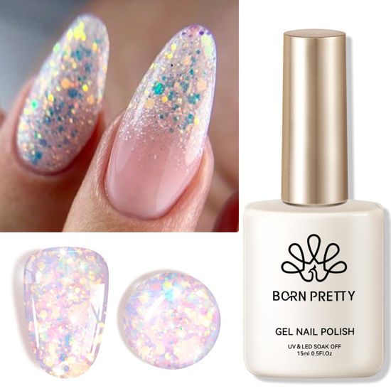 Picture of Born Pretty Glitter Gel Nail Polish Pink Glitter Sequins Gel Polish Manicure and Nail Art DIY at Home