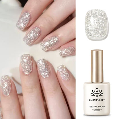 Picture of Born Pretty Christmas Silver Glitter Gel Nail Polish Sparkly Shine Gel Nail Polish Nail Art Manicure DIY 15ml