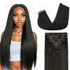 Picture of Lashey Seamless Clip in Hair Extensions Real Human Hair Invisi Edge 10pcs 190g Thick Straight Clip in Hair Extensions with PU Weft Natural Black 16 Inch Real Hair Extensions for Black Women