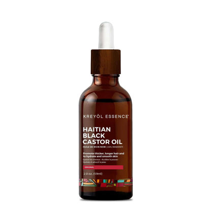 Picture of Kreyol Essence - 2 Oz Original Haitian Black Castor Oil, Glass Bottle - Thicker Brows & Longer Eyelashes, Paraben Free, Natural Ingredients