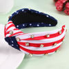 Picture of Ardorchid American Flag Knotted Headbands 4th of July Independence Day USA Patriotic Rhinestone Hair Accessories Wide Knotted Headbands for Women Girls Gifts
