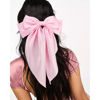 Picture of Velscrun 3Pcs Hair Bows for Women Pink Hair Bow Big Hair Bows Clips for Girls Silky Satin Large Hair Ribbons Oversized Long Tail Hair Bows Hair Barrettes Hair Accessories Christmas Gifts