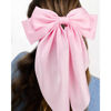 Picture of Velscrun 3Pcs Hair Bows for Women Pink Hair Bow Big Hair Bows Clips for Girls Silky Satin Large Hair Ribbons Oversized Long Tail Hair Bows Hair Barrettes Hair Accessories Christmas Gifts