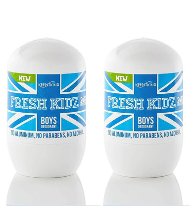 Picture of Fresh Kidz Roll On Deodorant for Kids and Teens - Baking Soda and Aluminum-free 24 Hour Protection for Sensitive Skin - Boys "Blue" 1.86 fl.oz. (2 Pack)