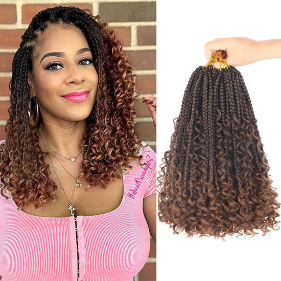 Picture of Goddess Box Braids Crochet Hair With Curly Ends 10 Inch Bohomian Box Braids Crochet Braids 8 Packs 3X Crochet Braids Synthetic Braiding Hair Extension for Black Women(10 Inch (Pack of 8),T1B 33)………