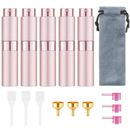 Picture of Tekson 5PCS 8ml Travel Perfume Atomizer Refillable, Mini Cologne Spray Bottle Empty, Small Aftershave Sprayer for Liquid Dispenser (Pink)