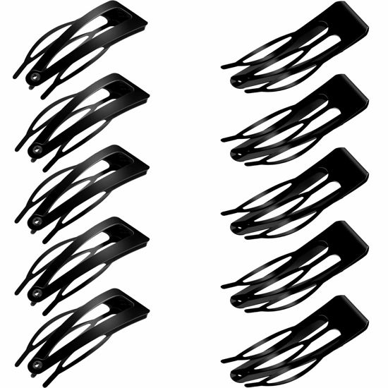 Picture of Chinco 24 Pcs Double Grip Hair Clips Metal Snap Clips Women Barrettes for Hair Making, Salon Supplies(Black,2 Inch)