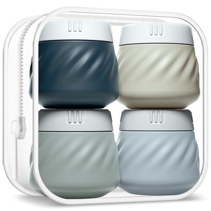 Picture of Gemice TSA Approved Travel Containers for Toiletries, 4 Pack Silicone Cream Jars with Convenient Toiletry Bag, Leak-proof Wide Mouth Travel-Size Toiletries Containers with Lid for Cosmetic Cream