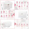 Picture of Large Makeup Bag Set, Quilted Makeup Bag, Floral Cosmetic Bag for Women, Cute Cotton Makeup Bags, Flower Travel Toiletry Organizer Bag (white)
