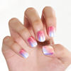 Picture of GLAMERMAID Press on Nails Extra Short Squoval, Valentine's Day Handmade Blue Pink Chrome Gel Glue on Nails, 24Pcs Glossy Round Reusable UV Finish Fake Nails Acrylic False Nails Manicure Kits for Women