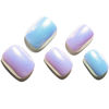 Picture of GLAMERMAID Press on Nail Extra Short Squoval, Valentine's Day Handmade Chrome Pink and Blue Gel Glue on Nail, 24Pcs Glossy Round Reusable UV Finish Fake Nails Acrylic False Nail Manicure Kit for Women