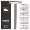 Picture of Henson Shaving Razor - Aluminum Double Edge Safety Razor with 5 Spare Blades - 30° Angled Precision With Superior Blade Rigidity- Reusable Single Blade Razors For Men and Women