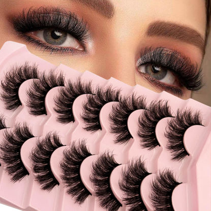 Picture of Mink Lashes Fluffy Yasnai False Eyelashes Wispy 3D Volume Thick Lashes 20mm Fake Lashes Natural Look Eyelashes 7 Pairs Pack