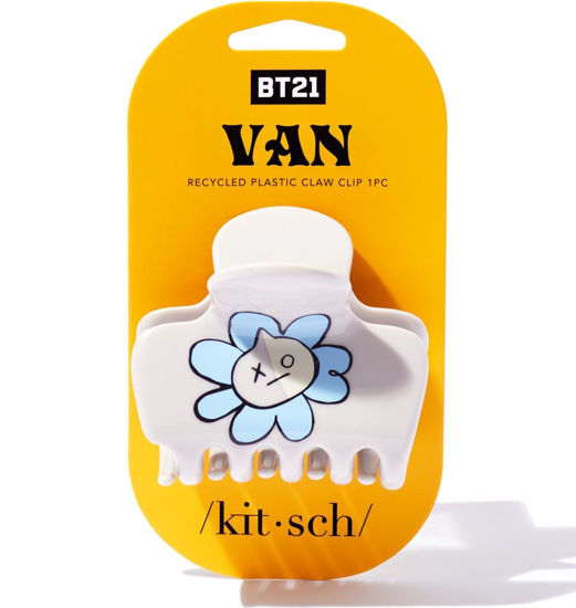 Picture of BT21 x Kitsch Recycled Plastic Puffy Medium Hair Clips for Women, Medium Claw Clips for Thin Hair, Claw Hair Clips for Short Hair, Medium Hair Claw Clips for Women, Cute Hair Claws for Girls, Van