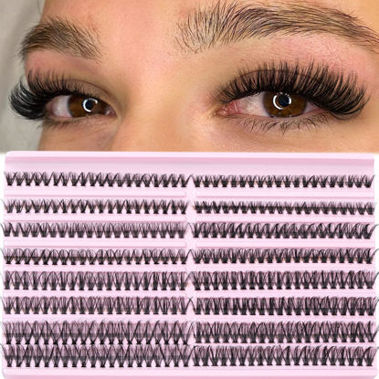 Picture of 40D Individual Lashes Extensions 320Pcs Lash Clusters 9-15mm Mixed D Curl Eyelash Clusters 40D DIY Individual Eyelashes Extensions Thin Band Soft to Use at Home (40D-D-9-15mm Mixed)