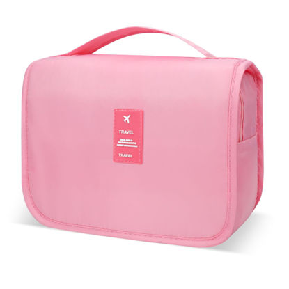 Picture of Lcsmaokin Large Capacity Toiletry Bag Travel Bag with Hanging Hook for Men and Women Waterproof Travel Cosmetic Bag Bathroom Storage Bag for Brushes Set, Full-Sized Shampoo,Accessories(Pink)