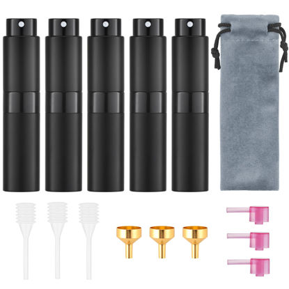 Picture of Tekson 5PCS 8ml Travel Perfume Atomizer Refillable, Mini Cologne Spray Bottle Empty, Small Aftershave Sprayer for Liquid Dispenser (Black)