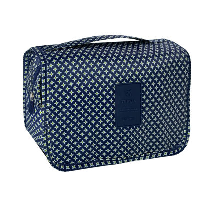 Picture of Lcsmaokin Large Capacity Toiletry Bag Travel Bag with Hanging Hook for Men and Women Waterproof Travel Cosmetic Bag Bathroom Storage Bag for Brushes Set,Full-Sized Shampoo,Accessories-Blue Stars