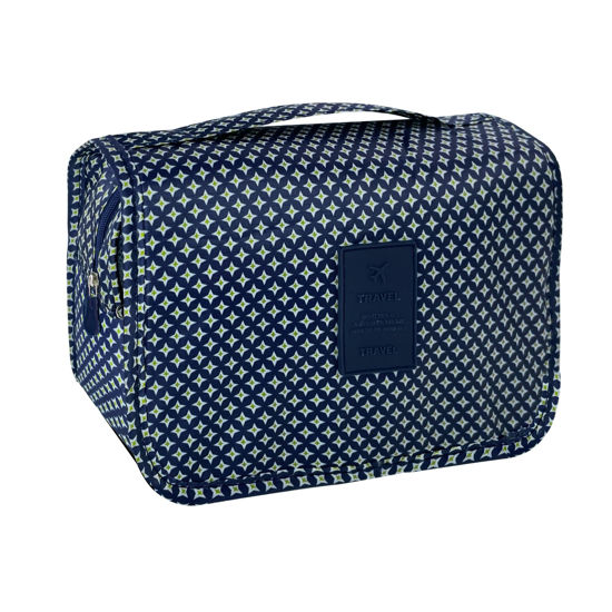 Picture of Lcsmaokin Large Capacity Toiletry Bag Travel Bag with Hanging Hook for Men and Women Waterproof Travel Cosmetic Bag Bathroom Storage Bag for Brushes Set,Full-Sized Shampoo,Accessories-Blue Stars